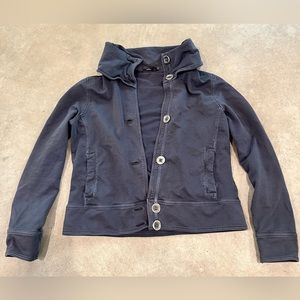 Prana women’s large navy blue cotton button up lightweight jacket